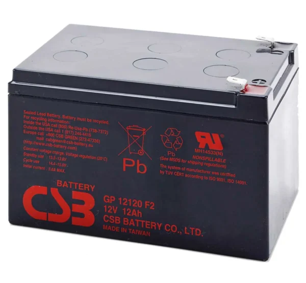 CSB GP12120 F2 12V 12Ah Sealed Lead Acid Battery with F2 Terminal