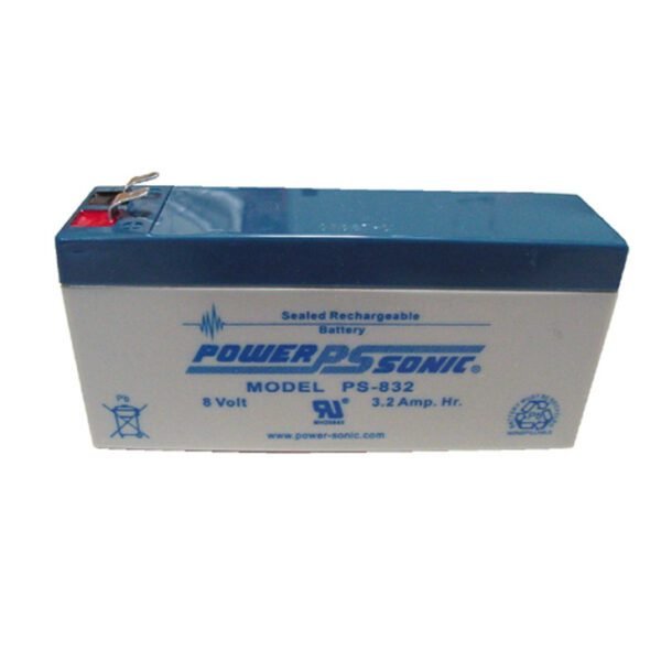 Power-Sonic PS-832, 8V 3.2Ah Sealed Lead Acid Battery (F1 Terminal)