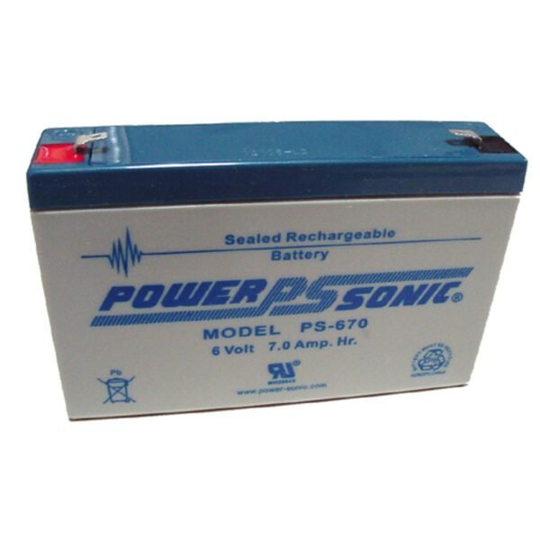 Power-Sonic PS-670, 6V 7Ah Sealed Lead Acid Battery (F1 Terminal)