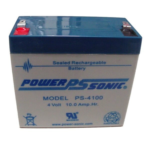 Power-Sonic PS-4100, 4V 10Ah Sealed Lead Acid Battery (F1 Terminal) - Close Out Item