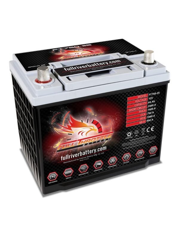 Full Throttle FT750-25 1400 PHCA, Group 25 AGM High Performance Battery | 750CCA