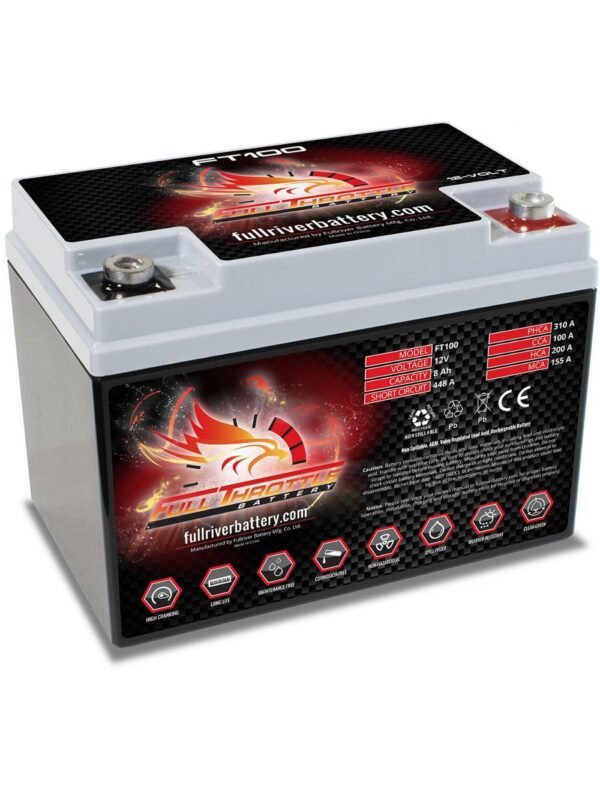 Full Throttle FT100 BTX9-BS, 310 PHCA, High Performance AGM Battery, Group 9BS