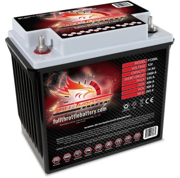 Full Throttle FT200L BTX20L-BS High Performance AGM Battery 12V 14Ah 200CCA