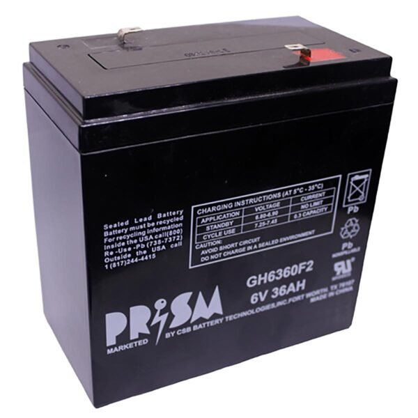 CSB PRISM GH6360F2 6V 36Ah Sealed Lead Acid Battery with F2 Terminal