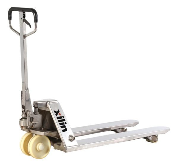 Hand Pallet Truck BFS 2500KG Stainless steel pallet truck Nylon big wheel + Nylon double fork wheels, lowered height 75mm