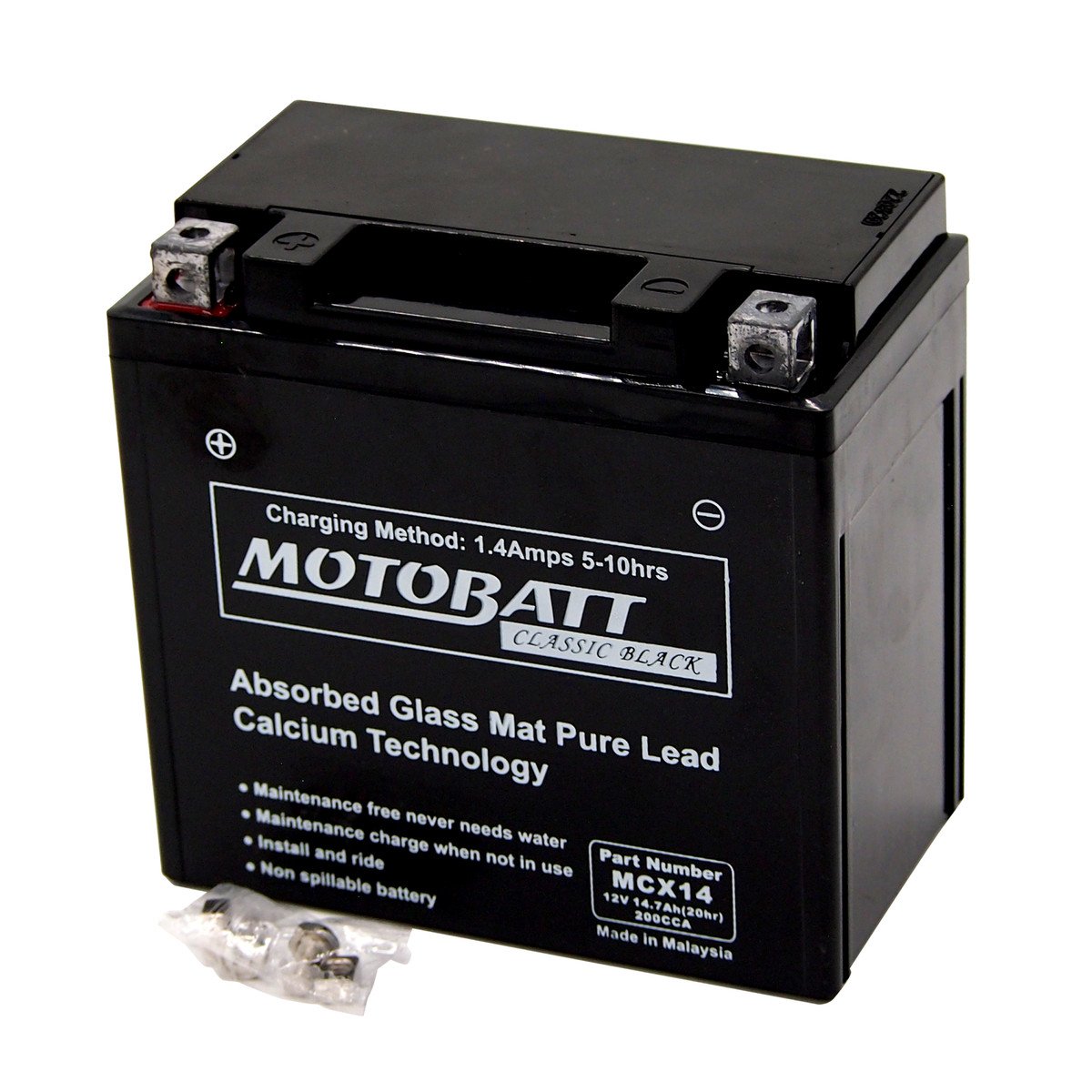 Motobatt MCX14 Classic Black AGM FA Battery – 12 Volt – Replaces YTX14-BS 1 Motobatt MCX14 Classic Black AGM FA Battery – 12 Volt – Replaces YTX14-BS