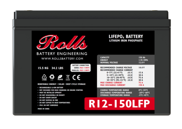 Rolls R12-150LFP 12V 150Ah Lithium Battery Group 31