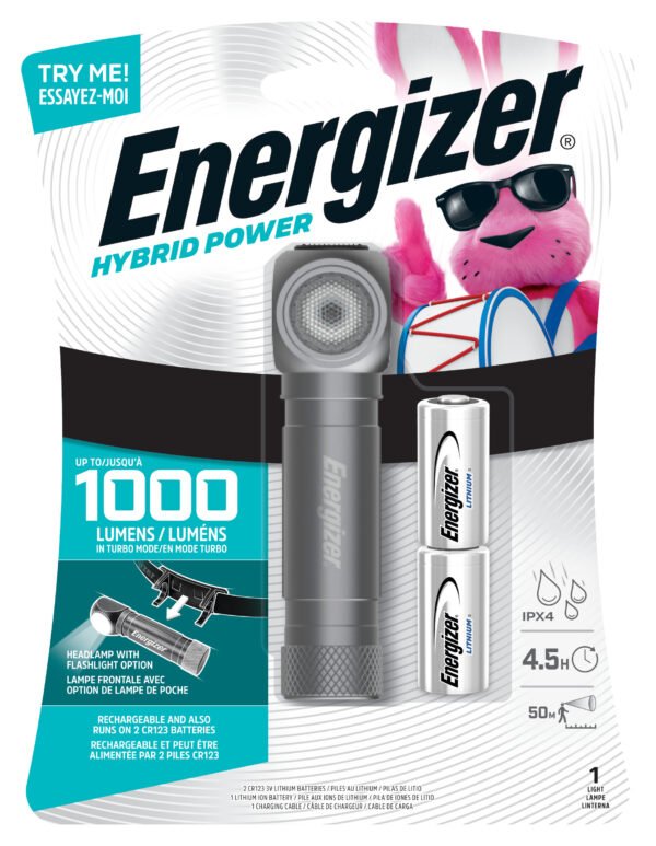 Energizer High Lumen Hybrid LED Headlamp, 1000 Lumens Rechargeable Light