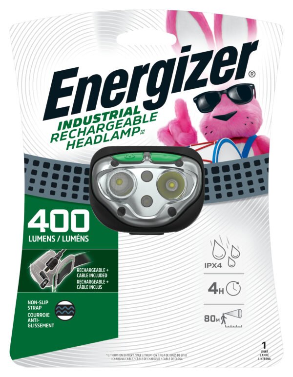 Energizer LED Rechargeable Headlamp Flashlight, 15-Hour Run Time, 400 Lumens (Charging Cable Included)