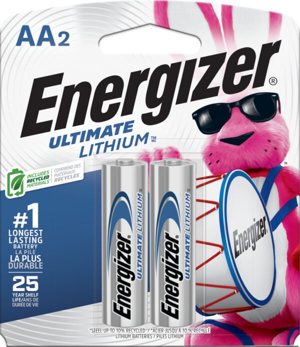 Energizer Ultimate Lithium AA Batteries (2 Pack), 1.5V Lithium Double A Batteries