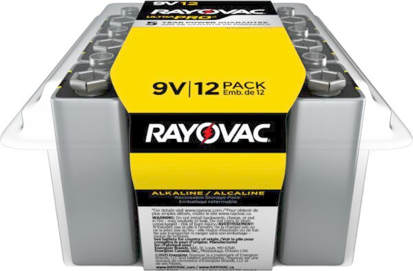 Rayovac Ultra Pro Alkaline 9V Batteries, 12 Pack