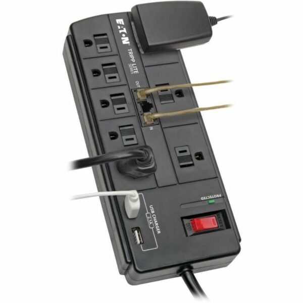 Tripp Lite Surge Protector 8-Outlet 2 USB Charging Ports Tel/Modem 8ft Cord - 8 x NEMA 5-15R, 2 x USB - 1875 VA - 1200 J - 120 V AC Input - Fax/Modem/Phone - Image 3