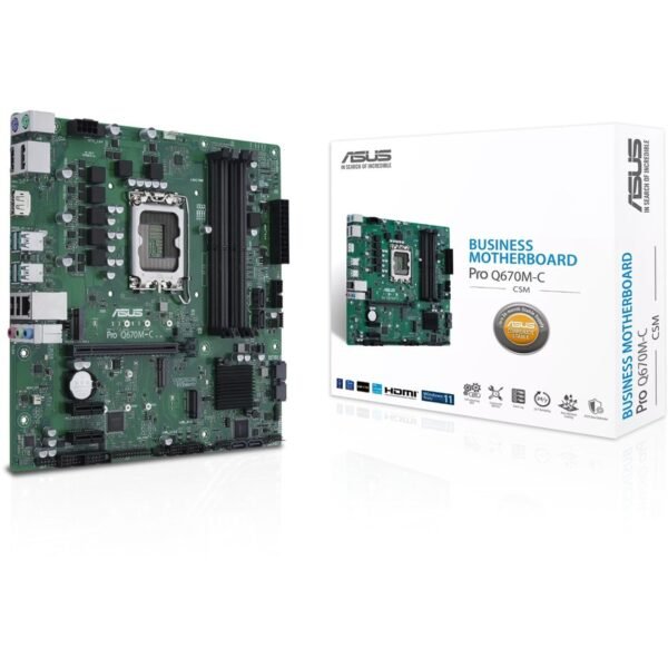 Asus PRO Q670M-C-CSM Desktop Motherboard - Intel Q670 Chipset - Socket LGA-1700 - Intel Optane Memory Ready - Micro ATX - Image 2