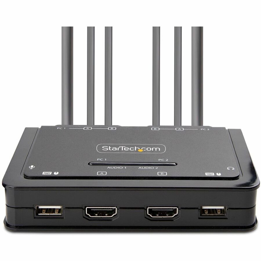 StarTech.com 2-Port Dual-Monitor HDMI Cable KVM Switch, 4K 60Hz, Compact KVM with 5ft/1.5m Integrated Host Cables, Bus Powered 2 StarTech.com 2-Port Dual-Monitor HDMI Cable KVM Switch, 4K 60Hz, Compact KVM with 5ft/1.5m Integrated Host Cables, Bus Powered - Image 2