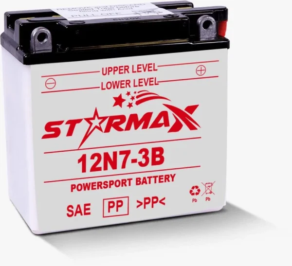 Starmax 12N7-3B Coventional Flooded, Motorcycle Battery - 12 Volt