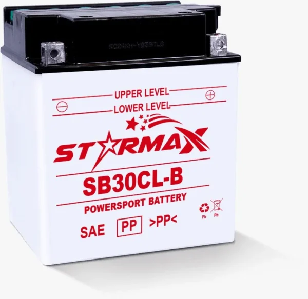 Starmax SB30CL-B High Performance, Premium Flooded Motorcycle Battery