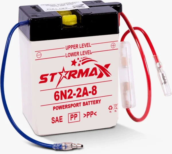 Starmax 6N2-2A-8 Coventional Flooded, Motorcycle Battery - 6 Volt