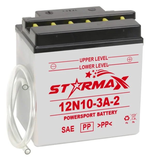 Starmax 12N10-3A-2 Coventional Flooded, Motorcycle Battery - 12 Volt