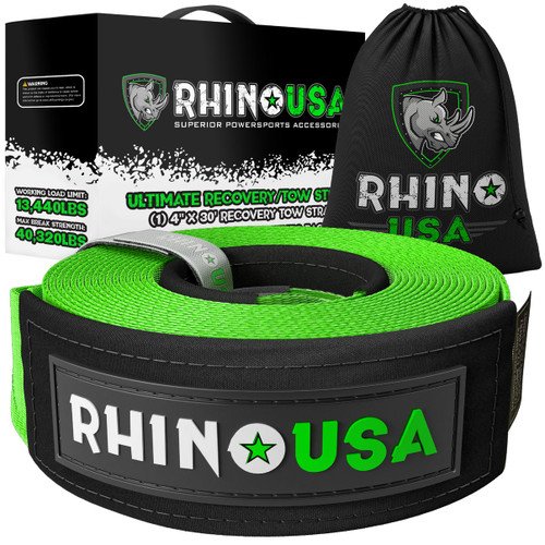 Rhino USA Recovery Tow Strap 4inx30ft (Green) (RG-TS4X30-GRN) 1 Rhino USA Recovery Tow Strap 4inx30ft (Green) (RG-TS4X30-GRN)
