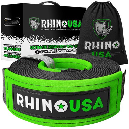 Rhino USA Recovery Tow Strap 4inx30ft (Black) (TOWSTRAP-430) 1 Rhino USA Recovery Tow Strap 4inx30ft (Black) (TOWSTRAP-430)