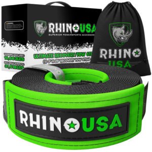 Rhino USA Recovery Tow Strap 3inx30ft (Black) (TOWSTRAP-330)