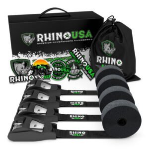 RHINO USA LASHING STRAPS 1IN X 12FT - SET OF 4 (BLACK) (LASHING-STRAP-4PK)