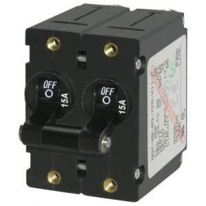 BS7234 A-Series Toggle Circuit Breaker - Double Pole 15A Black