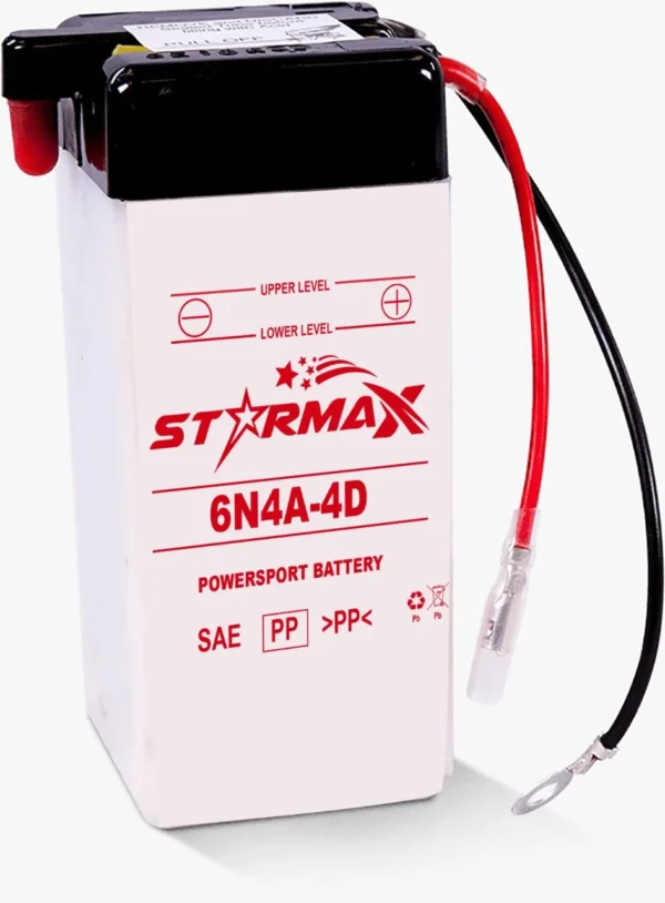Starmax 6N4A-4D Coventional Flooded, Motorcycle Battery - 6 Volt