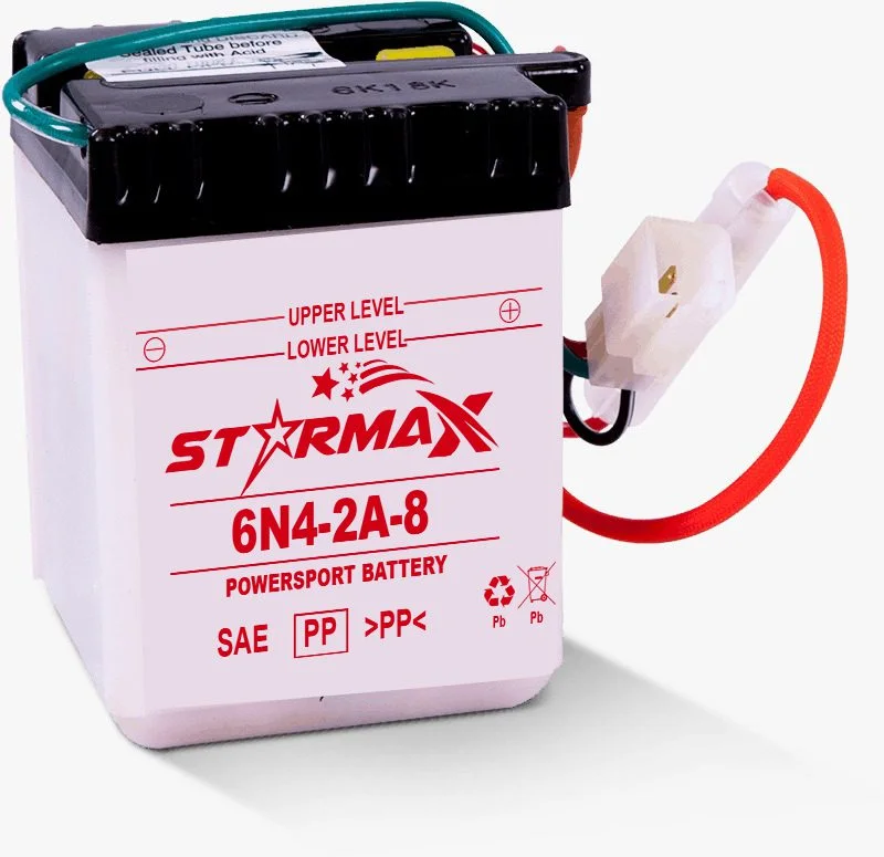 Starmax 6N4-2A-8 Coventional Flooded, Motorcycle Battery - 6 Volt 1 Starmax 6N4-2A-8 Coventional Flooded, Motorcycle Battery - 6 Volt
