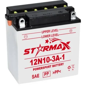 Starmax 12N10-3A-1 Coventional Flooded, Motorcycle Battery - 12 Volt