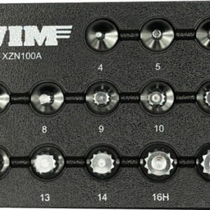 VIM TOOLS  Vim-Xzn100A 13-Pc 3/8" Drive Xzn Stubby Bit Socket Set, Xzn 4-14, Tamperproof Xzn 16H & 18H