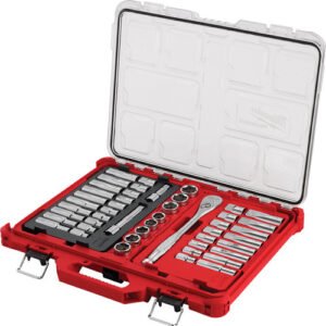 MILWAUKEE   Mlw-48-22-9487 47-Pc 1/2" Dr. Ratchet & Socket Set W/Packout™ Organizer, Std. & Deep, 6-Pt., 1/2" To 1-1/8" & 10-24Mm
