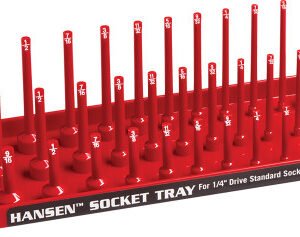 HANSON GLOBAL  Han-14013 1/4" Dr. Sae Regular, Semi-Deep, Deep 3 Row Socket Holder - Red