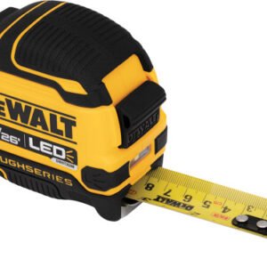 DEWALT DEW-DWHT35268S Toughseries™ Led Light Measuring Tape, 26 Ft./8M, Rechargeable Li-Ion Battery, Auto-Shut-Off, Double-Sided Print