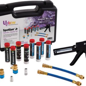 UVIEW UVW-390100  Spotgun Jr Universal Oil/Dye Starter Kit - Inc. Spotgun Jr. Injector, R-134A And R-1234Yf Adapters And (2) Service Hoses, (4) 1 Oz. Universal Oil Cartridges, (2) 1 Oz. A/C Extendye Cartridges, (2) 1 Oz. Leakguard Oneshot Cartridges