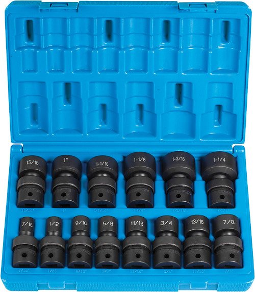 GREY PNEUMATIC Gry-1314U 1/2" Drive 14 Pc. Standard Length Fract. Univ. Set 1 GREY PNEUMATIC Gry-1314U 1/2" Drive 14 Pc. Standard Length Fract. Univ. Set