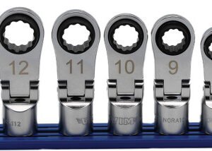 VIM TOOLS  Vim-Nora150 6-Pc 12 Pt. Nano Flex Offset Ratcheting Attachment Set – 3/8" Dr. (8, 9, 10, 11, 12, 13Mm)