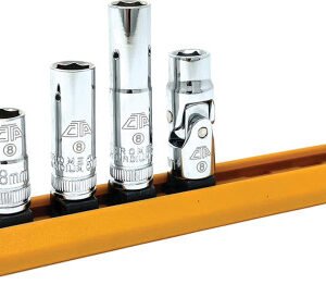 CTA CTA-6535 5-Pc 1/4" Drive 8Mm Socket Set, Includes Stubby, Standard, Deep, Flex Sockets, And A Magnetic Impact Socket