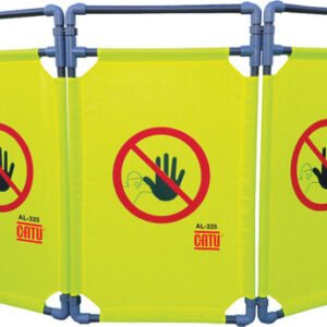 CATU  3-Panel Folding Safety Barrier For Temp. Delineation Of Work Area, Modular, Hi-Viz Yellow, 5.5 Ft. X 3.25 Ft.
