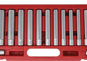 CTA CTA-1189 17-Pc 3/8" & 1/2" Drive Extra-Long 6-Point Metric Socket Set, 6Mm-21Mm, 3/8" X 1/4" & 1/2" X 3/8" Adapters