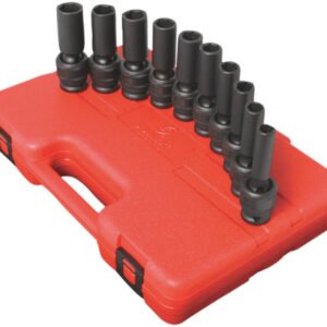 SUNEX SUN-2658  10-Pc 1/2" Dr. Metric Universal Deep Impact Socket Set