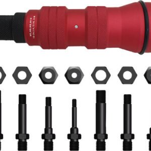 Astro Pneumatics  Rivet Nut Cordless Drill Adapter Kit - 3/8" Cap., 8 Mandrels/Nosepieces: 10-24, 1/4-20, 5/16-18, 3/8-16, M5, M6, M8, M10