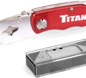 TITAN   Tit-11015 Folding Utility Knife W/ 5 Extra Blades, Red