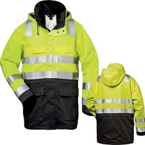 CATU High-Viz Multi-Risk Parka With Hood For Protection Against Electric Arc, Central Zip With Flap, Adjust. Belt, 2 Chest & 2 Hip Pockets, Size M
