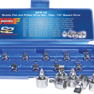 VIM TOOLS  Vim-Sfp10 Stubby Flat And Phillips Set, 10 Pc., 1/4" Square Drive