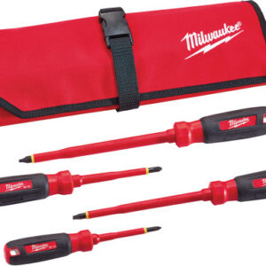 Milwaukee 4-Pc 1000V Insulated Screwdriver Set - Slotted: 1/4" & 3/8"; Phillips: #1 & #2
