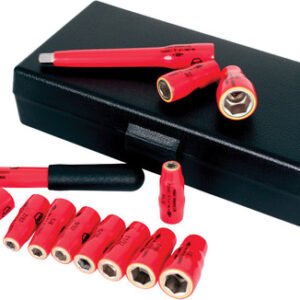 WIHA TOOLS  Wih-31391 13-Pc 1/4" Dr. Insulated Metric Socket Set, 5Mm-14Mm Sockets, 1/4" Reversible Ratchet, 2" & 4" Extensions, Certified To 1000Vac/1500Vdc