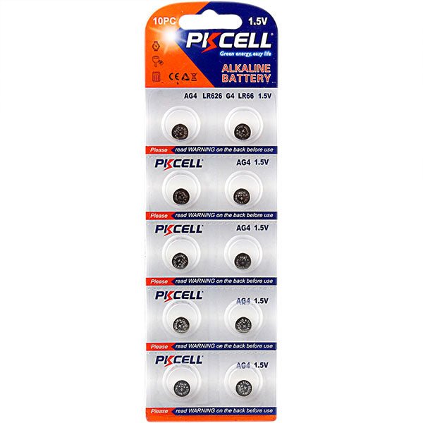 PKCELL AG4-10B 1.5V Alkaline button cell- 10pcs/card 400cards/carton (AG4) 1 PKCELL AG4-10B 1.5V Alkaline button cell- 10pcs/card 400cards/carton (AG4)