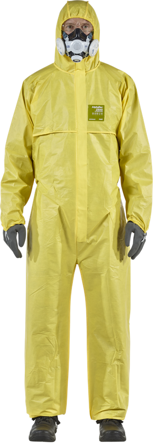 ANSELL ANS-YY23-B-92-111-04 Alphatec® 2300 Standard - Model 111 Hi-Vis Yellow Coveralls, Medium Duty Chemical Barrier, Type 5/6 Protection, Respirator Fit Hood & Zip Flap W/Velcro® Closure, Large 1 ANSELL ANS-YY23-B-92-111-04 Alphatec® 2300 Standard - Model 111 Hi-Vis Yellow Coveralls, Medium Duty Chemical Barrier, Type 5/6 Protection, Respirator Fit Hood & Zip Flap W/Velcro® Closure, Large