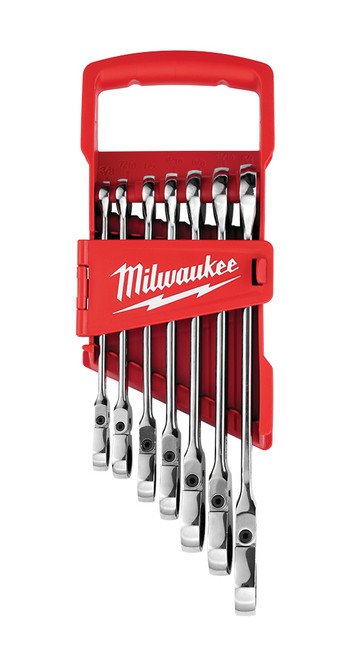 MILWAUKEE Mlw-48-22-9429 7-Pc Sae Flex Head Combination Wrench Set, 3/8"-3/4" 1 MILWAUKEE Mlw-48-22-9429 7-Pc Sae Flex Head Combination Wrench Set, 3/8"-3/4"